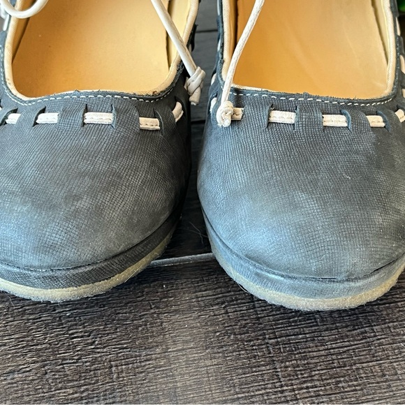 Clarks ORIGINALS Blue Gray Mary Jane Wedges Lace Ties 61606 Size 11 Medium - Picture 4 of 13